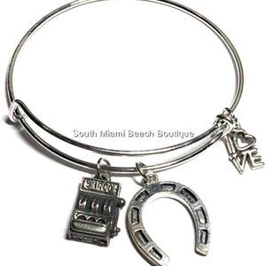 Casino Gambling Charm Bracelet Las Vegas Gamblers Gift Luck 777 Slots